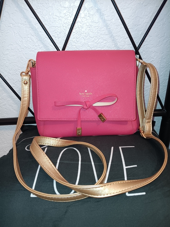kate spade Handbags - kate spade Pink Crossbody Bag with Gold Strap and Bow Detail